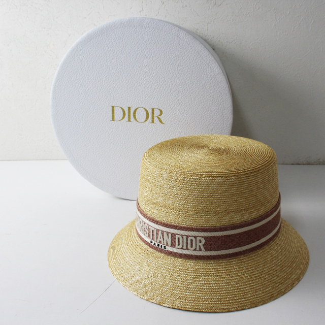 Christian Dior - 極美品 箱付き 2022SS Christian Dior クリスチャン ディオール Dioresort ディオリゾート ストローハット 58/ベージュ【2400012992900】