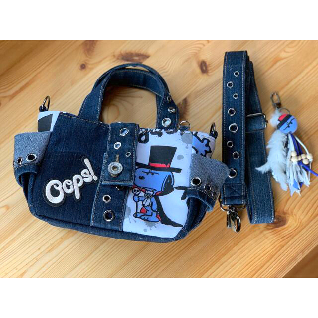 ハンドメイド2wayトートバッグSS☆デニム リメイク×スヌーピー×ハロウィン