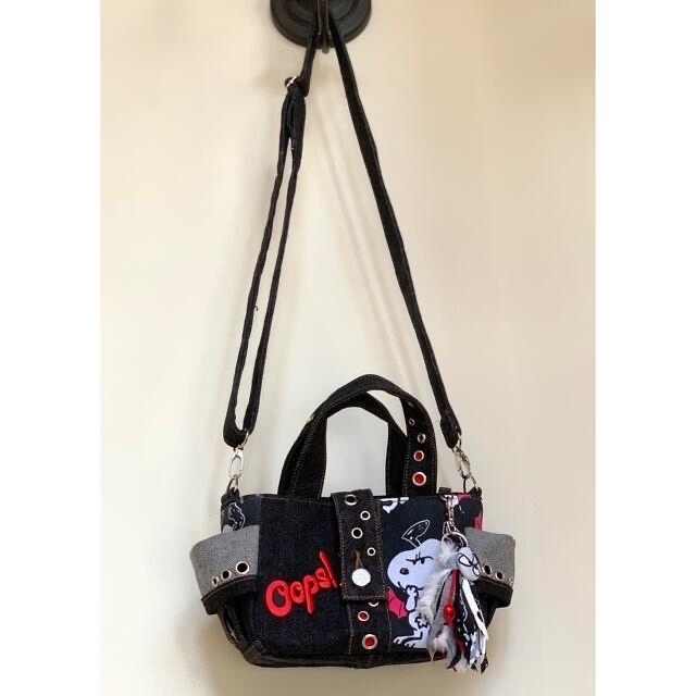 ハンドメイド2wayトートバッグSS☆デニム リメイク×スヌーピー×ハロウィン