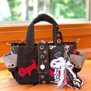 スヌーピー(SNOOPY)のハンドメイド2wayトートバッグSS☆デニムリメイク×スヌーピー×ハロウィン(トートバッグ)