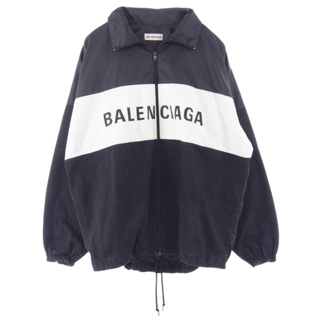 BALENCIAGA バレンシアガ 18AW 529213 TBQ03 国内正規品 ロゴプリント デニム切替 ポプリンシャツ トラックジャケット ブラック系 ホワイト系 34【中古】 | フリマアプリ ラクマ
