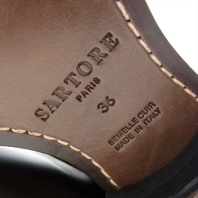 サルトル SARTORE ブーツ SR2000 未使用品 EBANO バックベルト ロングブーツ ダークブラウン ブラウン系 36【極上美品】【中古】 レディースの靴/シューズ(ブーツ)の商品写真