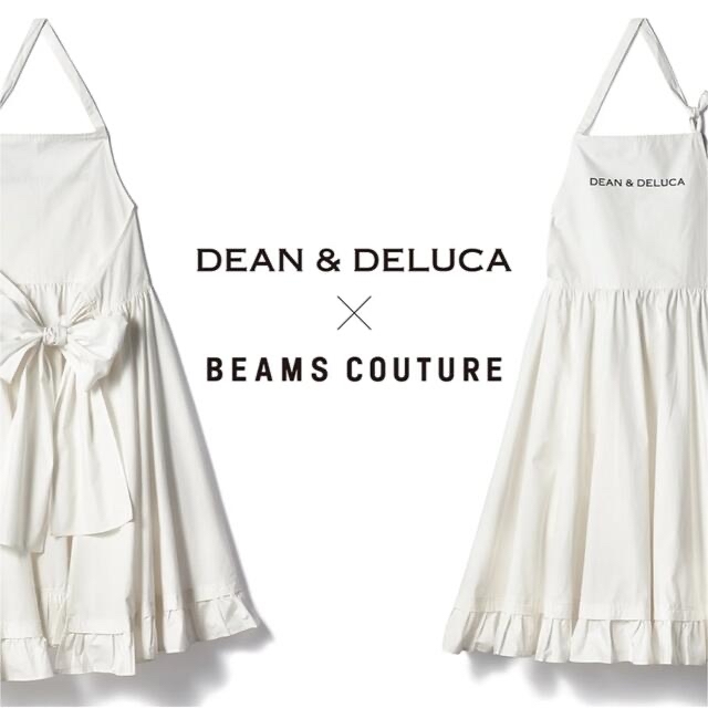 DEAN＆DELUCA×BEAMS COUTURE ギャザーのエプロンドレスWH-