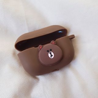 AirPods pro エアーポッズプロ カバー ラインブラウン コニー(ヘッドフォン/イヤフォン)