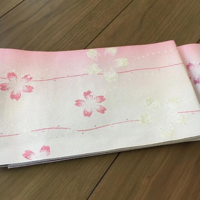 着物美人 浴衣帯 半幅帯 ピンク ラメ 桜 レディースの水着/浴衣(浴衣帯)の商品写真