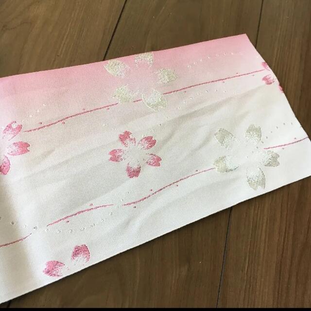 着物美人 浴衣帯 半幅帯 ピンク ラメ 桜 レディースの水着/浴衣(浴衣帯)の商品写真