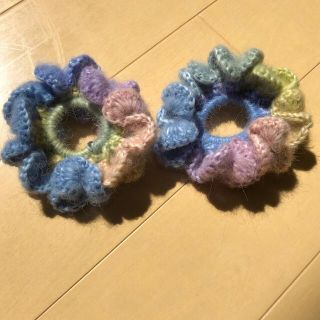 【raku☆うさ様】ハンドメイド♡ニットシュシュ2(ヘアゴム/シュシュ)