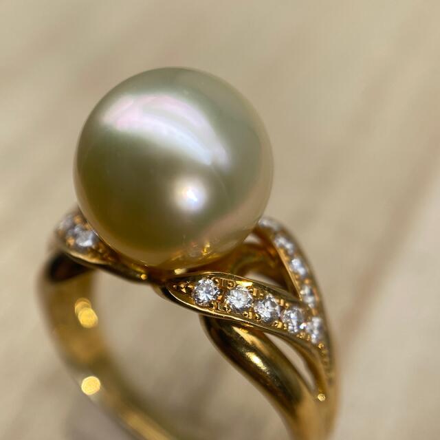 K18　白蝶真珠リング　11.1mm　サイズ16号　南洋真珠　パール　 レディースのアクセサリー(リング(指輪))の商品写真