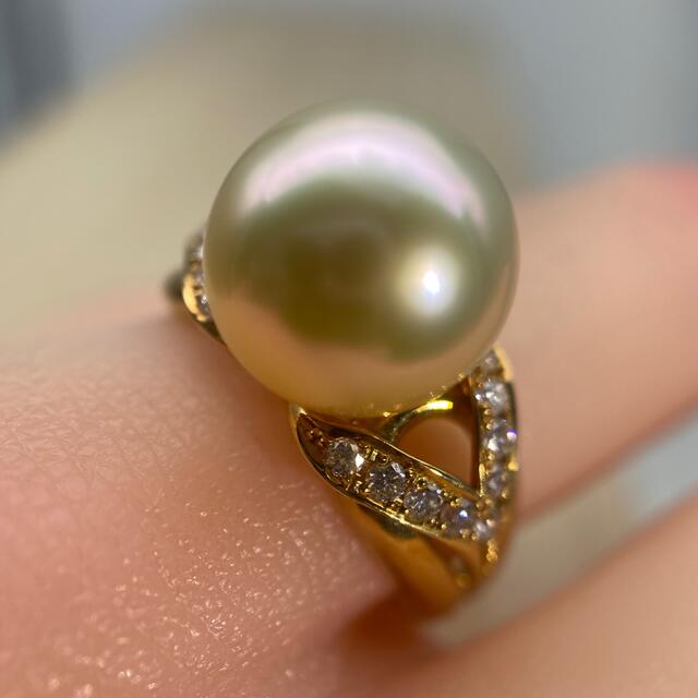 K18 真珠ダイヤモンドリング　16号