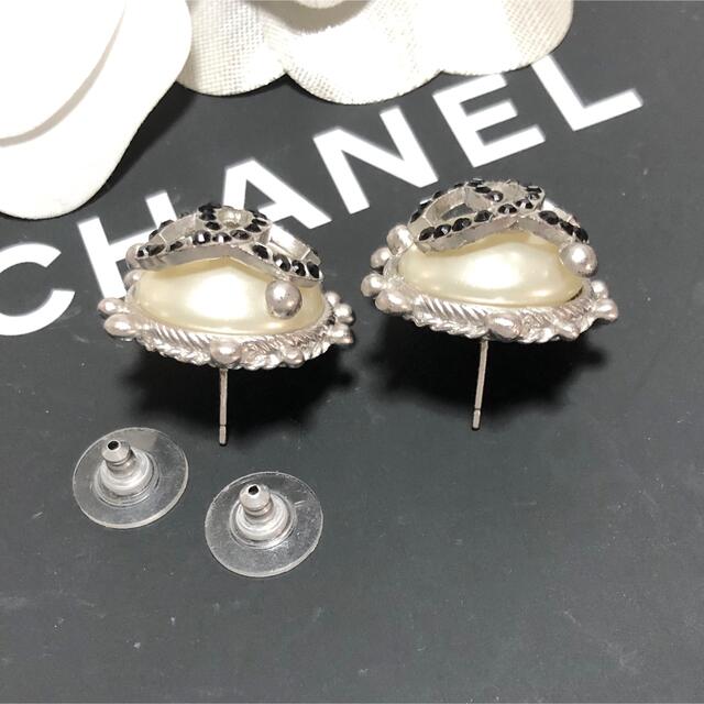 シャネル ピアス ココマーク パール ブラックストーン 石 シルバー