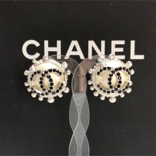 シャネル ピアス ココマーク パール ブラックストーン 石 シルバー