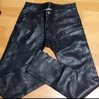 5351プールオム レザーパンツ メンズ M 黒 2 バイク 革パンツ 本革 ...