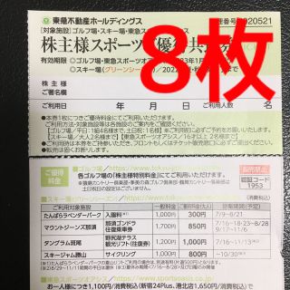 東急不動産株主優待 スポーツ優待共通券 8枚(フィットネスクラブ)