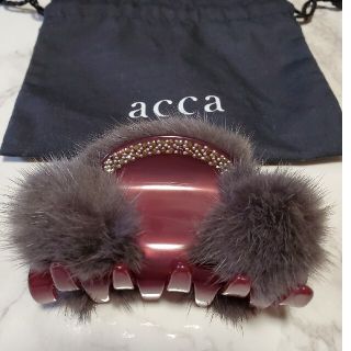 acca　リボンバレッタ　ミンクファー　美品