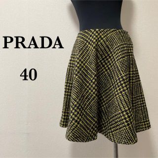 プラダ(PRADA)の美品　PRADA プラダ　フレアー　スカート　ツイード　40(ひざ丈スカート)