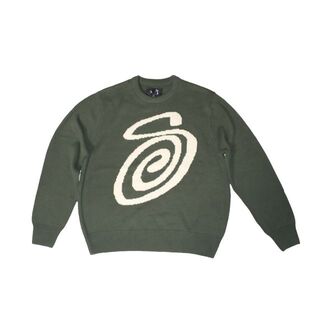 STUSSY - STUSSY CURLY S SWEATER GREEN SIZE S の通販｜ラクマ