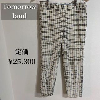 トゥモローランド(TOMORROWLAND)のトゥモローランド ネップグレンチェック ハイウエストタックパンツ 秋服(カジュアルパンツ)