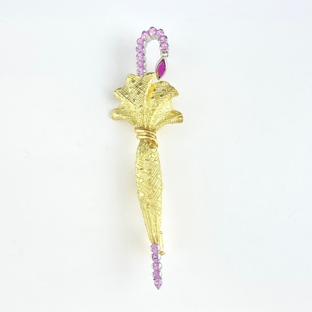 数量は多】 アンブレラ モチーフ ブローチ YG 【中古】 ブローチ+