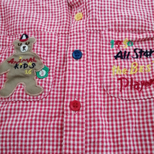 MINIANIMAL　ギンガムチェックシャツ　レトロ　95 キッズ/ベビー/マタニティのキッズ服男の子用(90cm~)(ブラウス)の商品写真