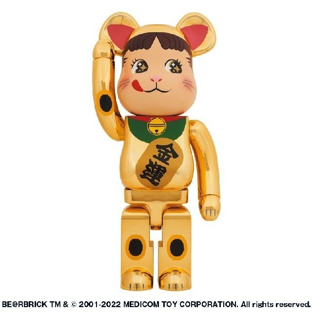 BE@RBRICK 招き猫 ペコちゃん 金運 金メッキ 1000％ ベアブリック