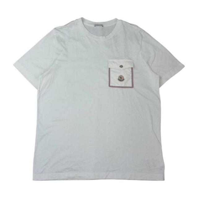 MONCLER モンクレール H19018C00048 8390Y 国内正規品 SS TSHIRT ナイロン 胸ポケット付き 半袖 Tシャツ ホワイト系 M