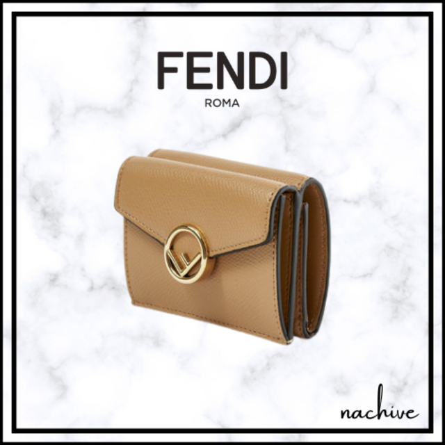 新品【FENDI】F IS FENDI マイクロ 三つ折り財布 ベージュレザー