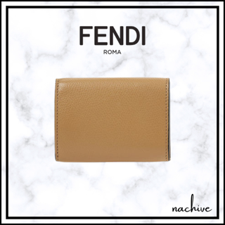 新品【FENDI】F IS FENDI マイクロ 三つ折り財布 ベージュレザー