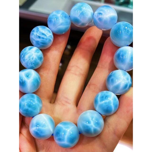 国際ブランド】 ⭐︎【天然】ラリマー 15.5mm ブレスレット