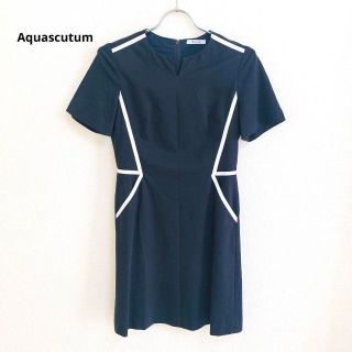 アクアスキュータム(AQUA SCUTUM)のアクアスキュータム　ブラック　ライン　ワンピース　コットン(ひざ丈ワンピース)