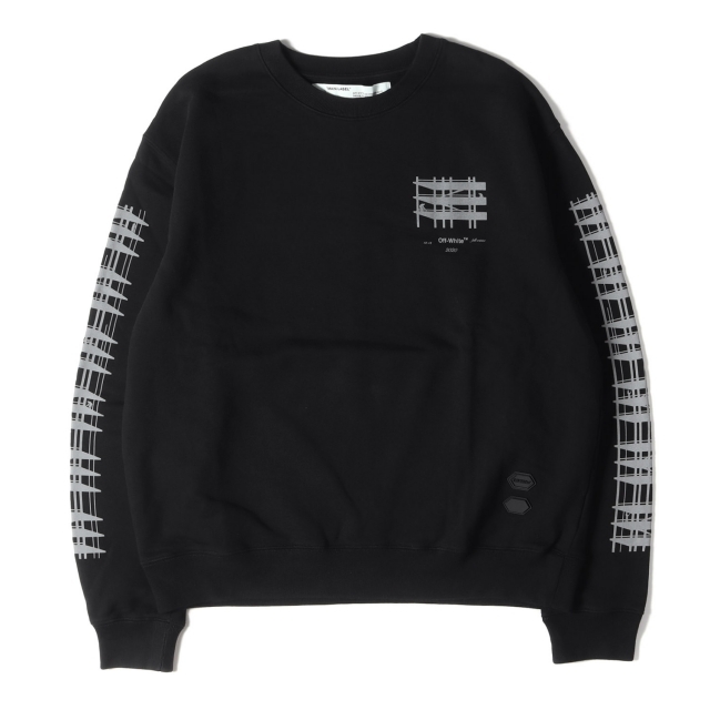 OFF-WHITE オフホワイト スウェット リフレクター アローマーク クルーネックスウェット トレーナー DIAG INDUSTRIAL SLIM  CREWNECK 19AW ブラック 黒 XXL トップス 長袖【メンズ】【中古】【美品】