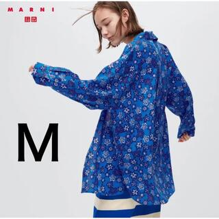 マルニ(Marni)のUNIQLO MARNI オーバーサイズシャツ ブルー M(シャツ/ブラウス(長袖/七分))