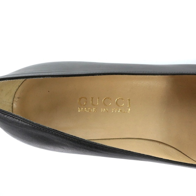 Gucci(グッチ)のグッチ GUCCI パンプス スクエアトゥ レザー 37 24cm 黒 レディースの靴/シューズ(ハイヒール/パンプス)の商品写真