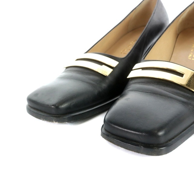 Gucci(グッチ)のグッチ GUCCI パンプス スクエアトゥ レザー 37 24cm 黒 レディースの靴/シューズ(ハイヒール/パンプス)の商品写真