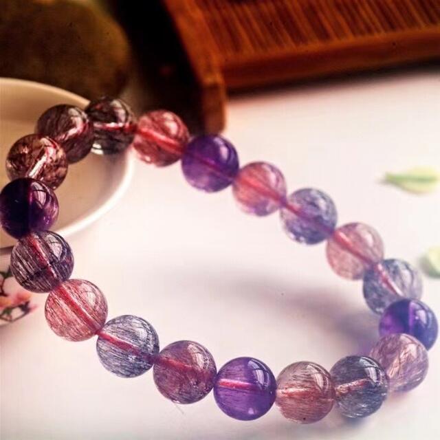 ⭐︎【高級】フラワー パープルルチル スーパーセブン ブレスレット 10mm ⭐︎【高級】フラワー パープルルチル スーパーセブン ブレスレット 10mm