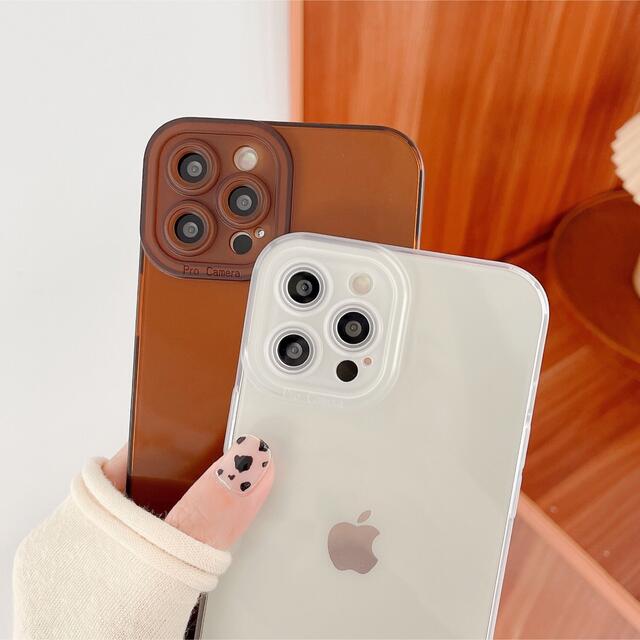 クリア　ブラウン　グリーン　シンプル　iPhoneXケースiPhoneXsケース スマホ/家電/カメラのスマホアクセサリー(iPhoneケース)の商品写真