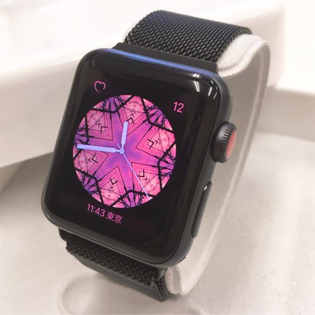 アップルウォッチ series3 セルラー Apple Watch 38mm 黒-