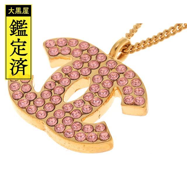 CHANEL シャネル ココマークネックレス ピンクラインストーン×GP