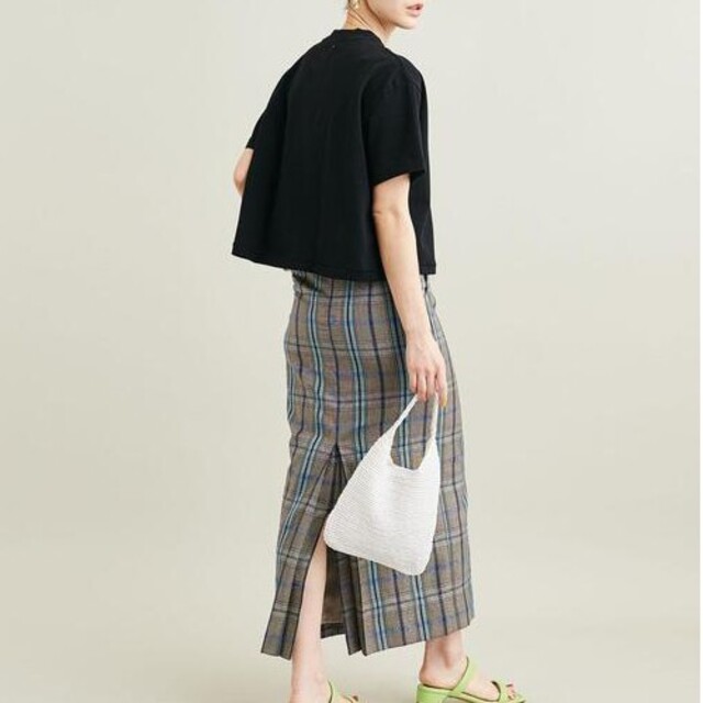 BEAUTY&YOUTH UNITED ARROWS(ビューティアンドユースユナイテッドアローズ)の美品　BY チェックバックスリットタイトスカート レディースのスカート(ロングスカート)の商品写真