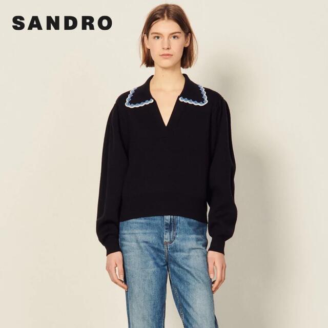 Sandro(サンドロ)の❤️Sandro22 新作新品　紺　ニットセーター　　オシャレ　上品 レディースのトップス(ニット/セーター)の商品写真