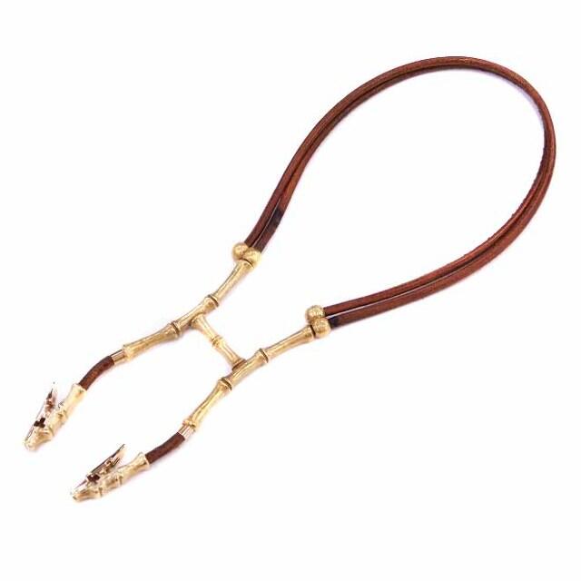 エルメス BAMBOU halter necklace ペンダント 茶