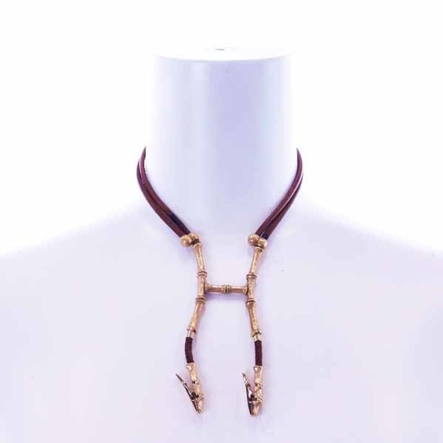 エルメス BAMBOU halter necklace ペンダント 茶