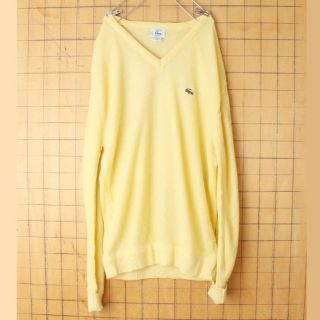 ラコステ(LACOSTE)の70s80s USA製 IZODラコステアクリル セーター イエローL aw34(ニット/セーター)