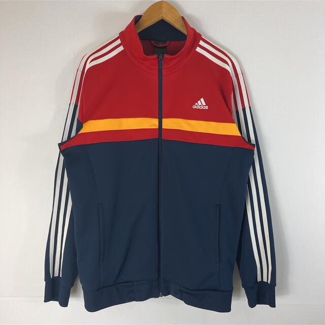 adidas(アディダス)の古着 ADIDAS 三本ライン レッド ブルー パフォーマンス ジャージ メンズのトップス(ジャージ)の商品写真