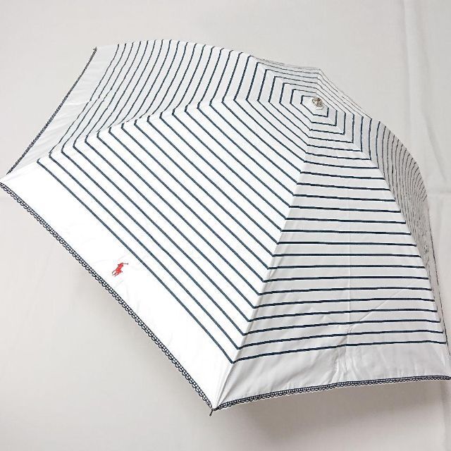 【新品タグ付き】ポロラルフローレン 晴雨兼用折り畳み日傘 ストライプ