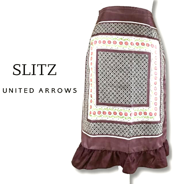 UNITED ARROWS(ユナイテッドアローズ)の【美品】SLITZ united arrows スカーフ スカート　ひざ丈　 レディースのスカート(ひざ丈スカート)の商品写真