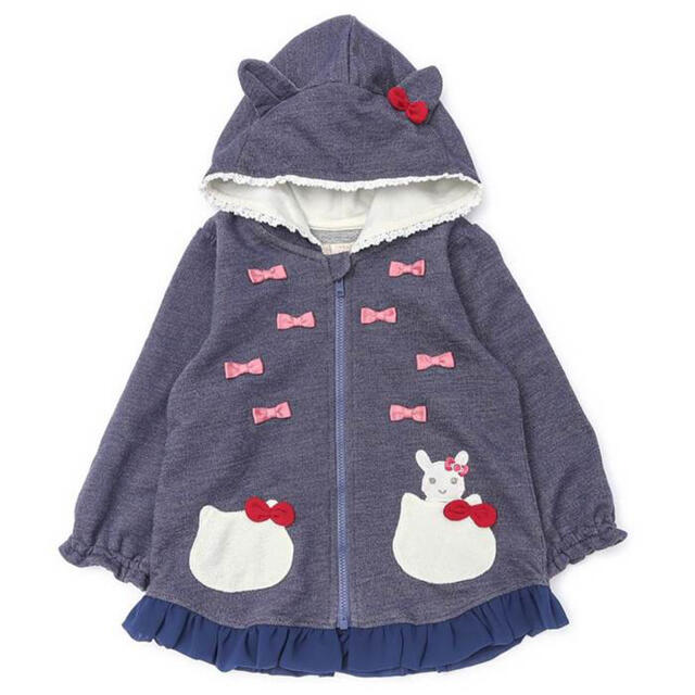 coeur a coeur(クーラクール)のクーラクール　キティコラボ　ねこみみパーカー　110 新品 キッズ/ベビー/マタニティのキッズ服女の子用(90cm~)(ジャケット/上着)の商品写真