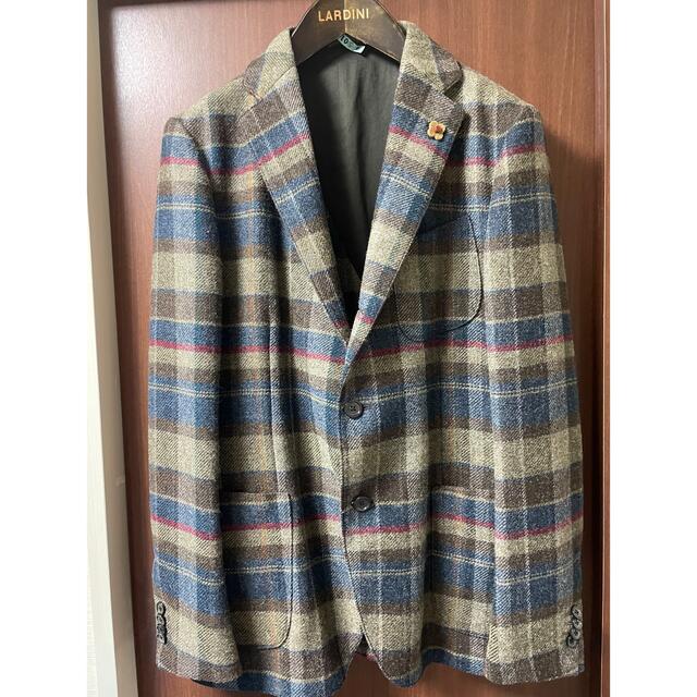 極美品 ラルディーニ ウール素材 チェック柄シングル3BアンコンJKT 50-
