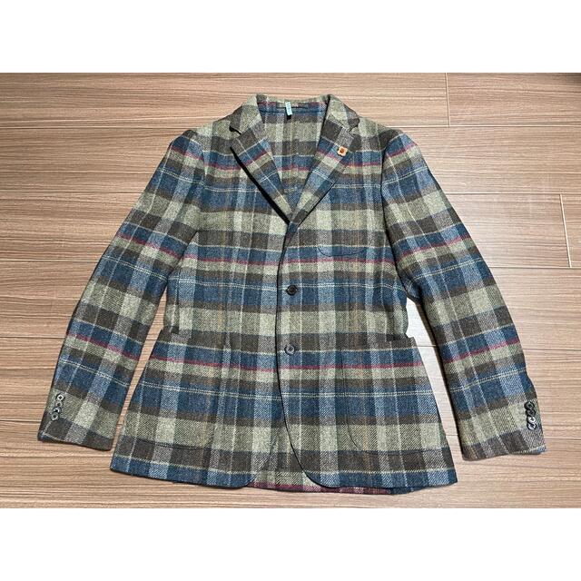 極美品 ラルディーニ ウール素材 チェック柄シングル3BアンコンJKT 50-