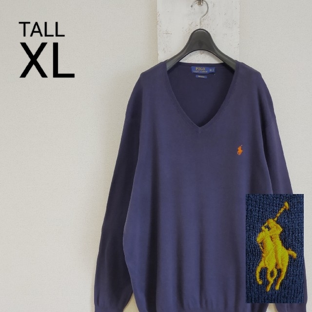 Ralph Lauren(ラルフローレン)のポロラルフローレン　セーター　コットン　ネイビー　トール　XL メンズのトップス(ニット/セーター)の商品写真