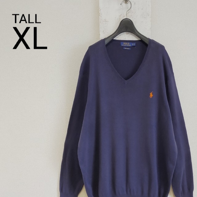 Ralph Lauren(ラルフローレン)のポロラルフローレン　セーター　コットン　ネイビー　トール　XL メンズのトップス(ニット/セーター)の商品写真